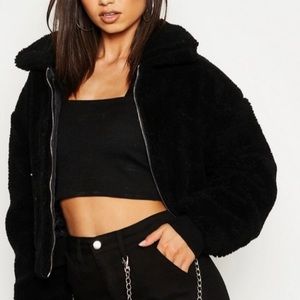 Faux Fur Black Bomber Jacket